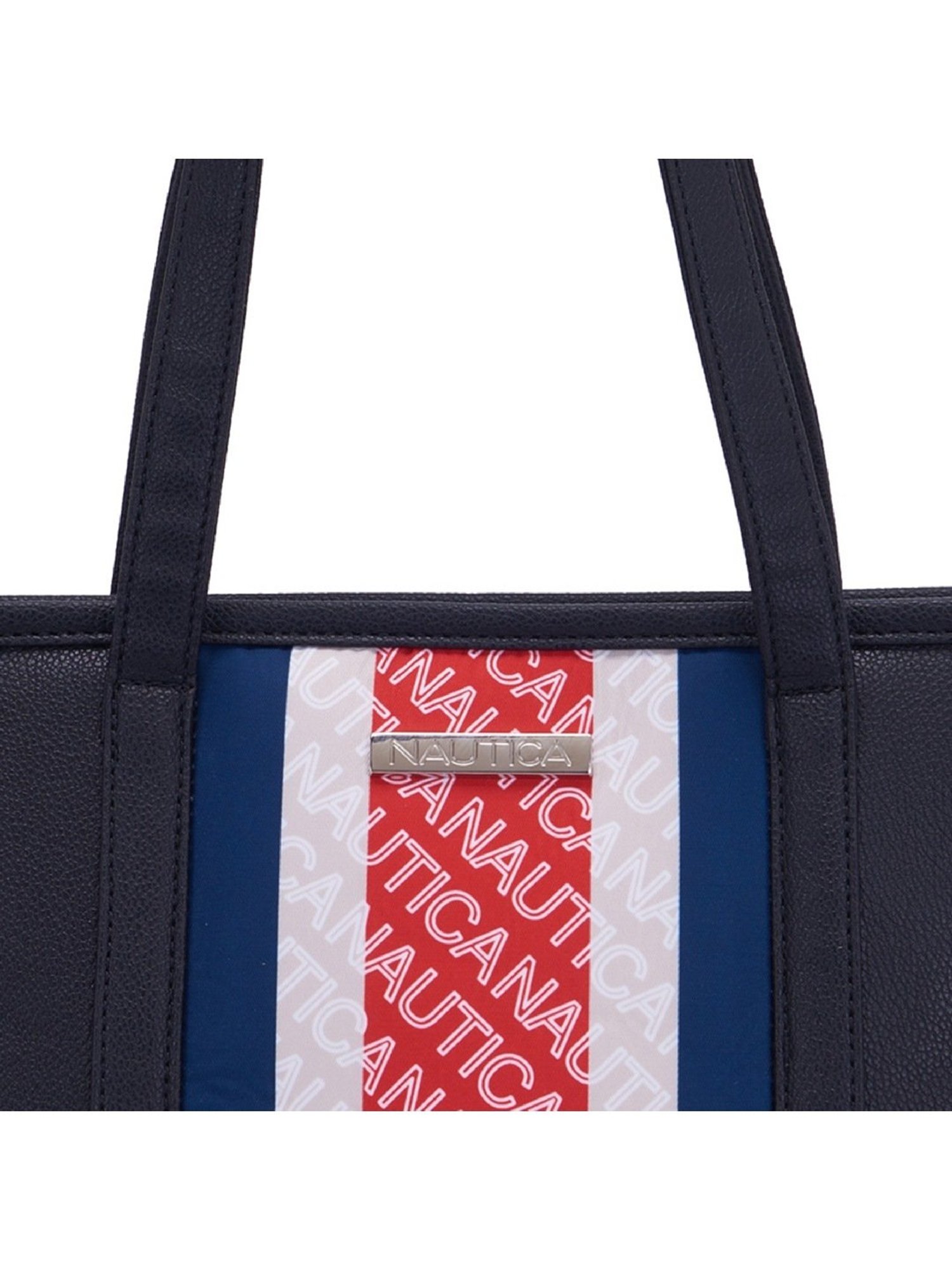 Nautica Black Printed Medium Tote Handbag