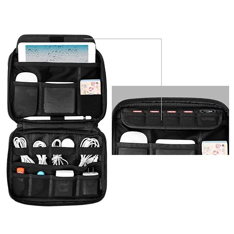 Electronic Cord Organizer Travel Universal Case Gadget Gear Storage Pouch Compatible with 79 inches iPad MiniApple PenciliPhone XRiPhone XiPhone 8 KindleHard DriveMemory Cards