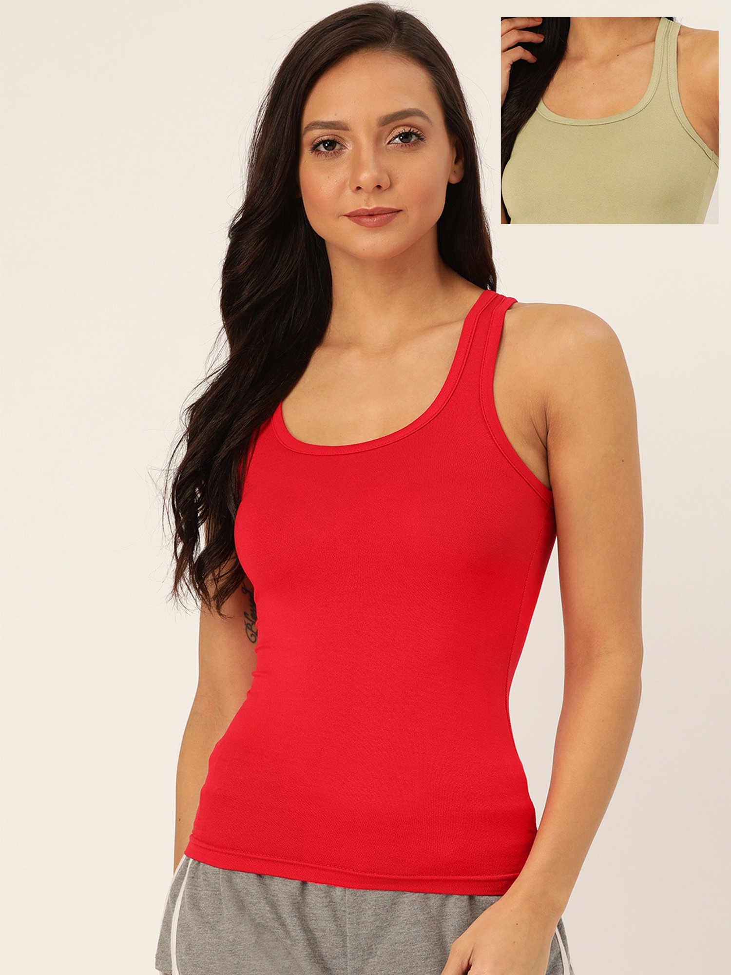 Lady Lyka Multicolor Cotton Camisole (Pack Of 2)