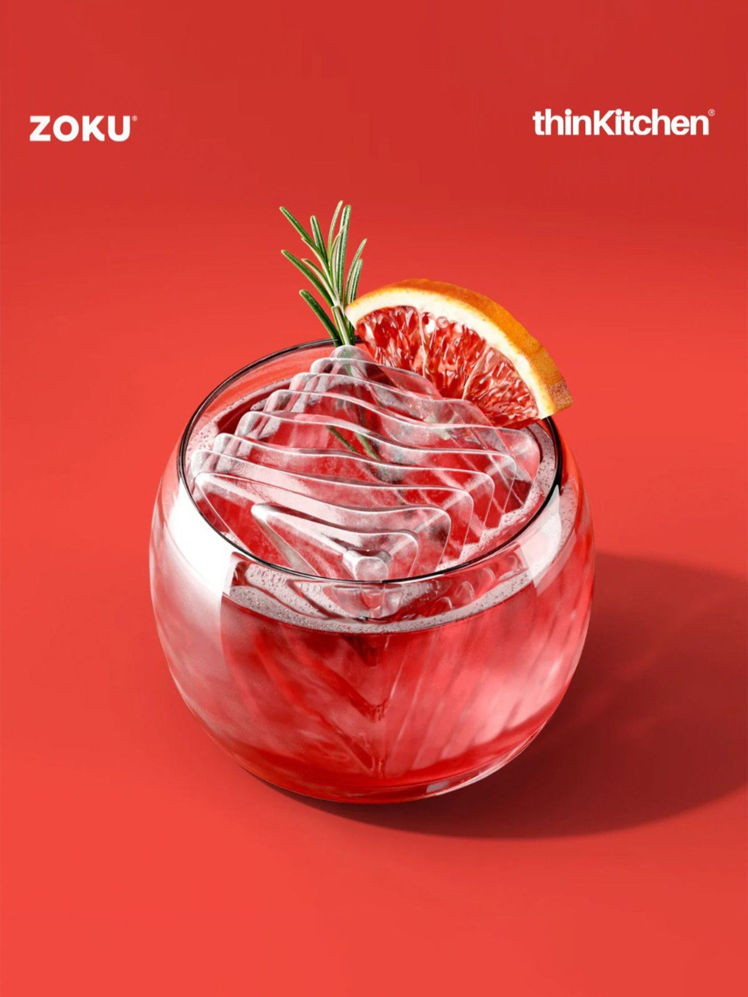ZOKU Red Silicone Unique Ice Molds with Lid
