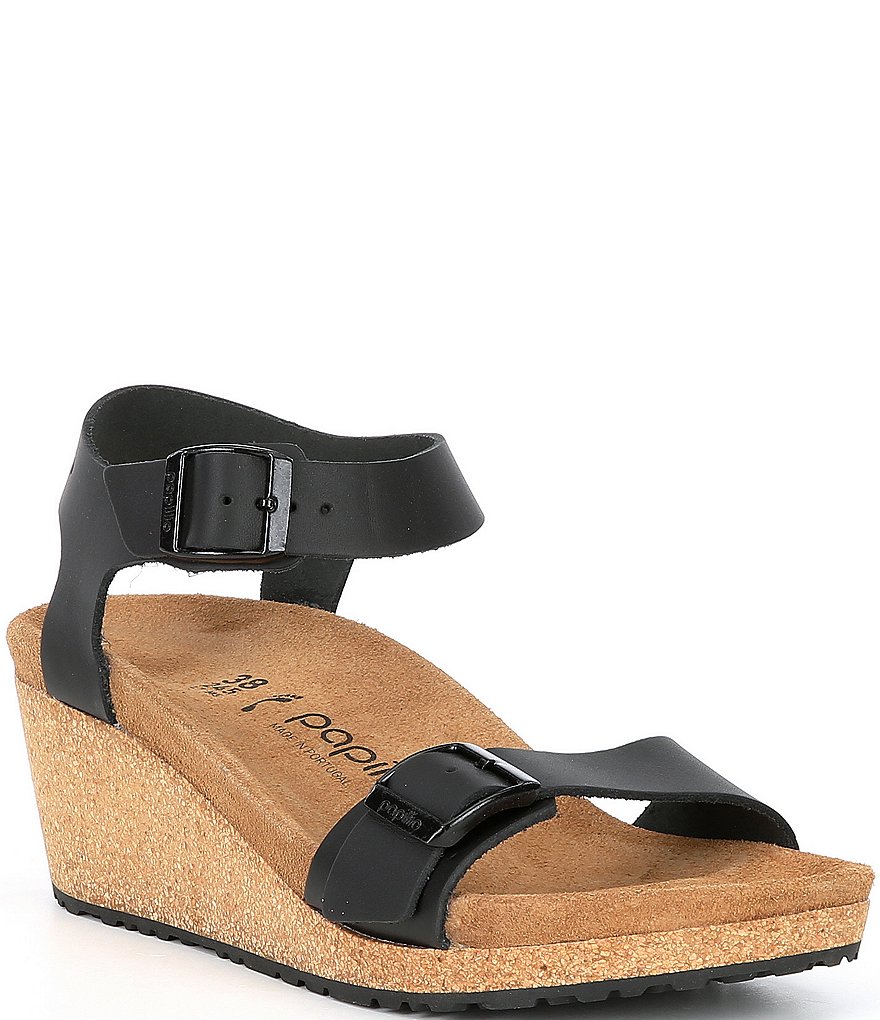 Papillio by Birkenstock Soley Leather & Cork Ankle Strap Wedges