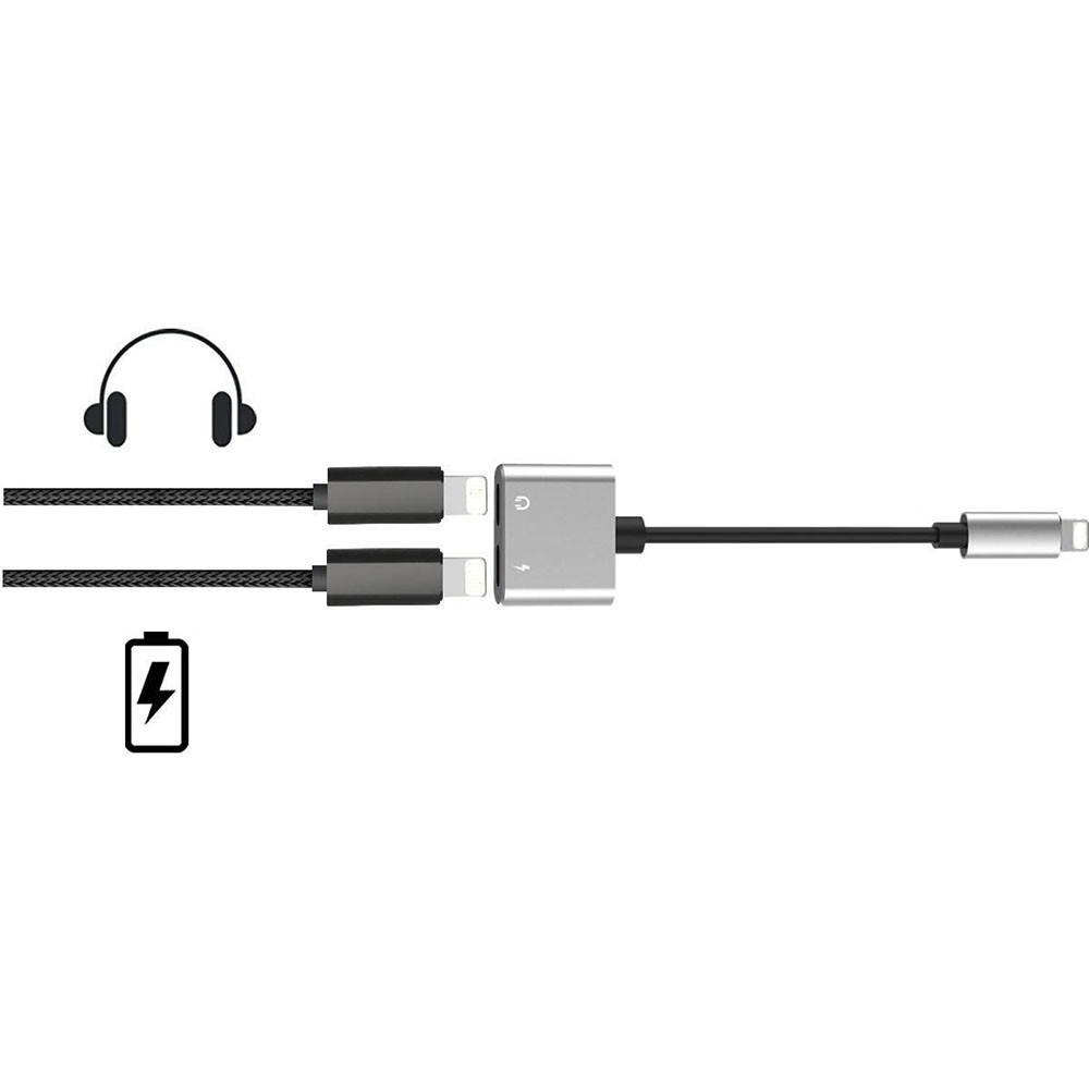 2 in 1 Lightning Audio Charging Adapter to Earphone AUX Cable for Listening Music Charging Converter For iPhone X 8 7 iPod iPad iOS Devices