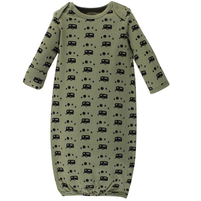 Luvable Friends Baby Boy Cotton Long-Sleeve Gowns 4pk, Happy Camper, 0-6 Months