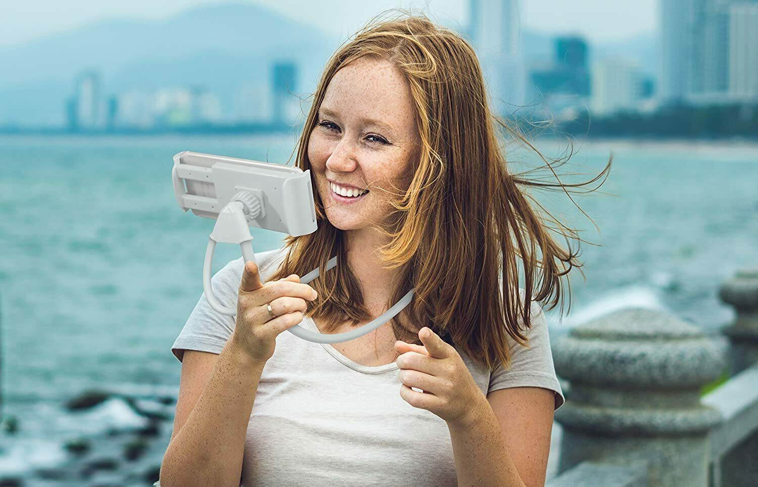 Aduro Lounger Cell Phone Mount Holder for Neck, Universal Smartphone Lazy Stand