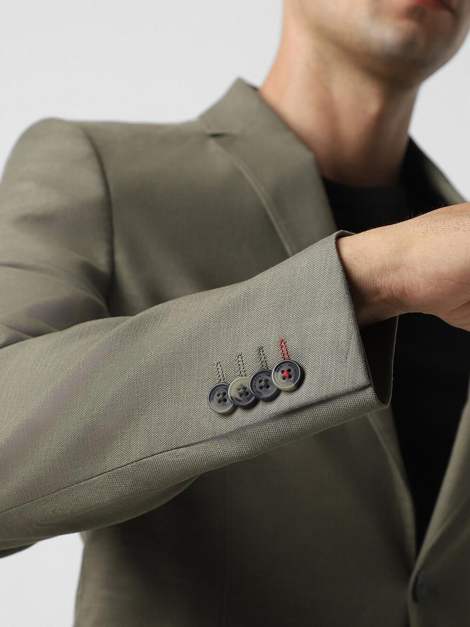 Van Heusen Olive Slim Fit Texture Blazer