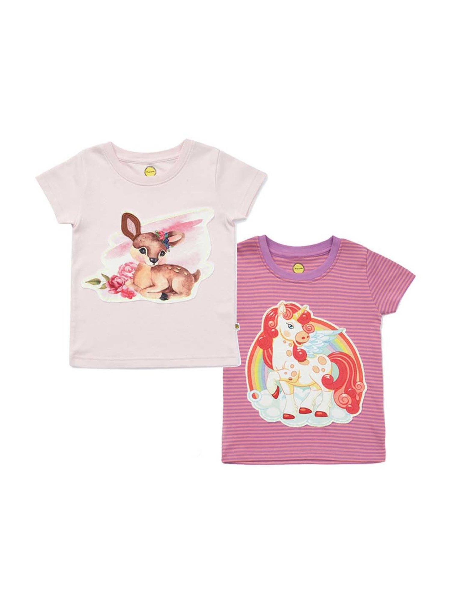 Pranava Kids Pink & Purple Printed Top (Pack of 2)