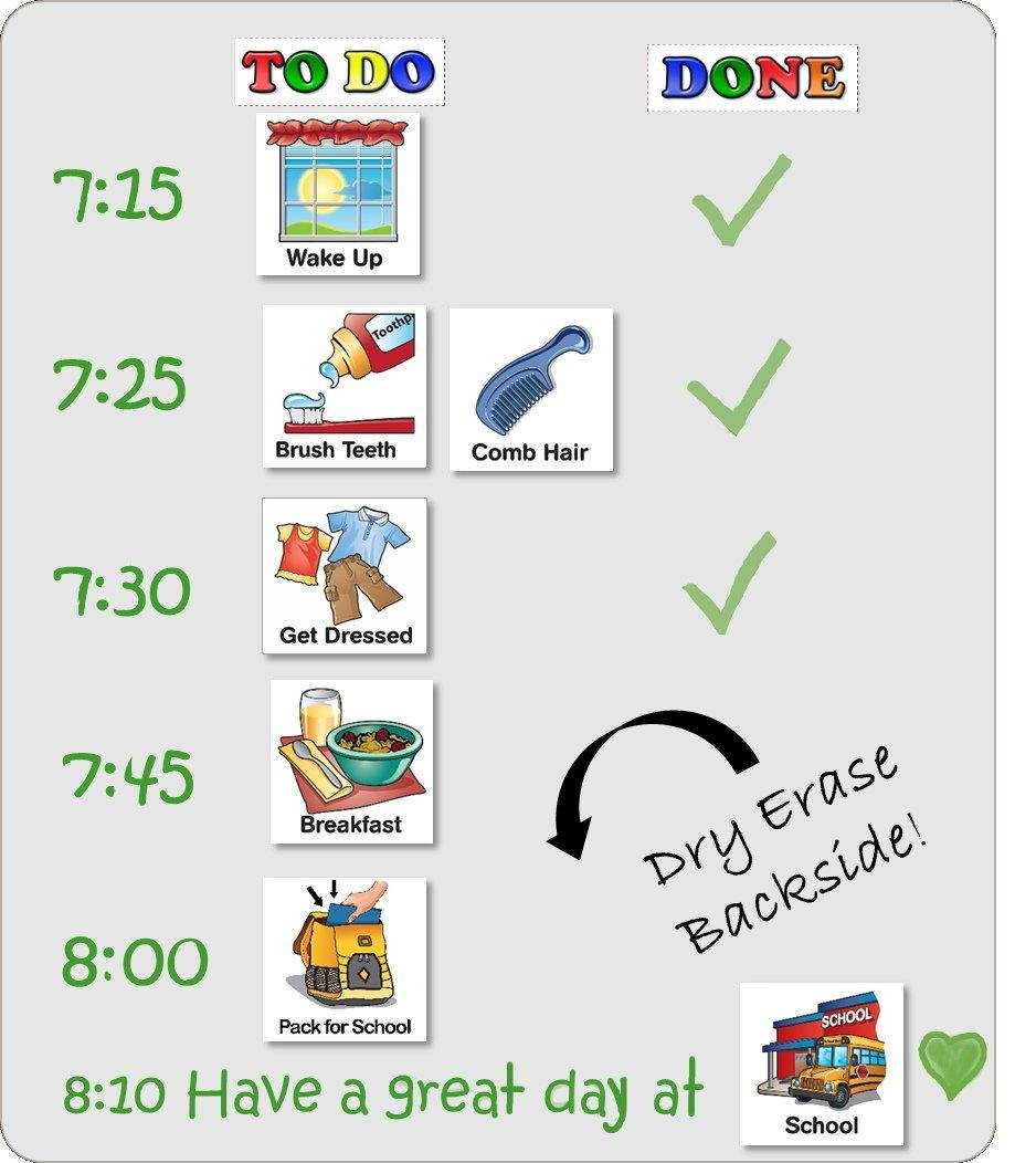 SchKIDules Visual Schedules 3 Pc Entire Gallery Bundle w/double-sided 14x12 dry erase magnetic board, 132 Activity Magnets and 19 Headings Magnets