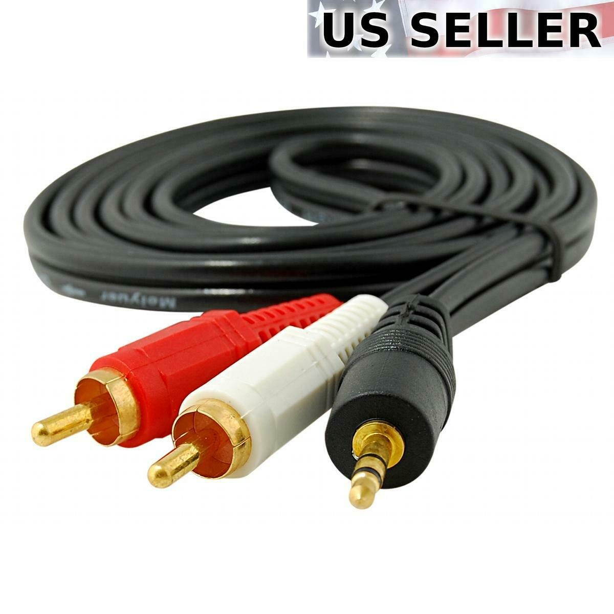 2x 4FT 3.5mm Aux Auxilary to 2 RCA Male Plug Stereo Audio Cable Adapter Cord