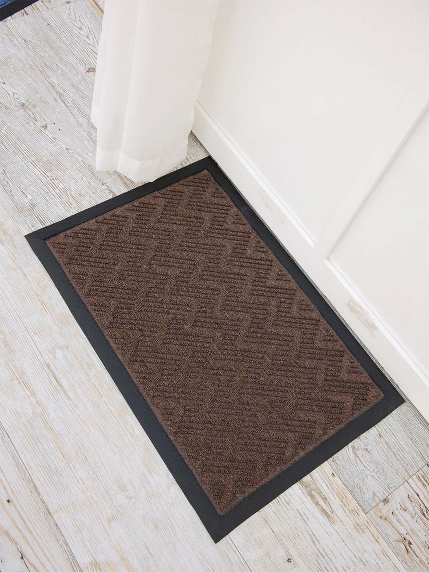 Ariana Dark Brown Microfibre Double Happy Feet Outdoor Door Mat - Set of 2