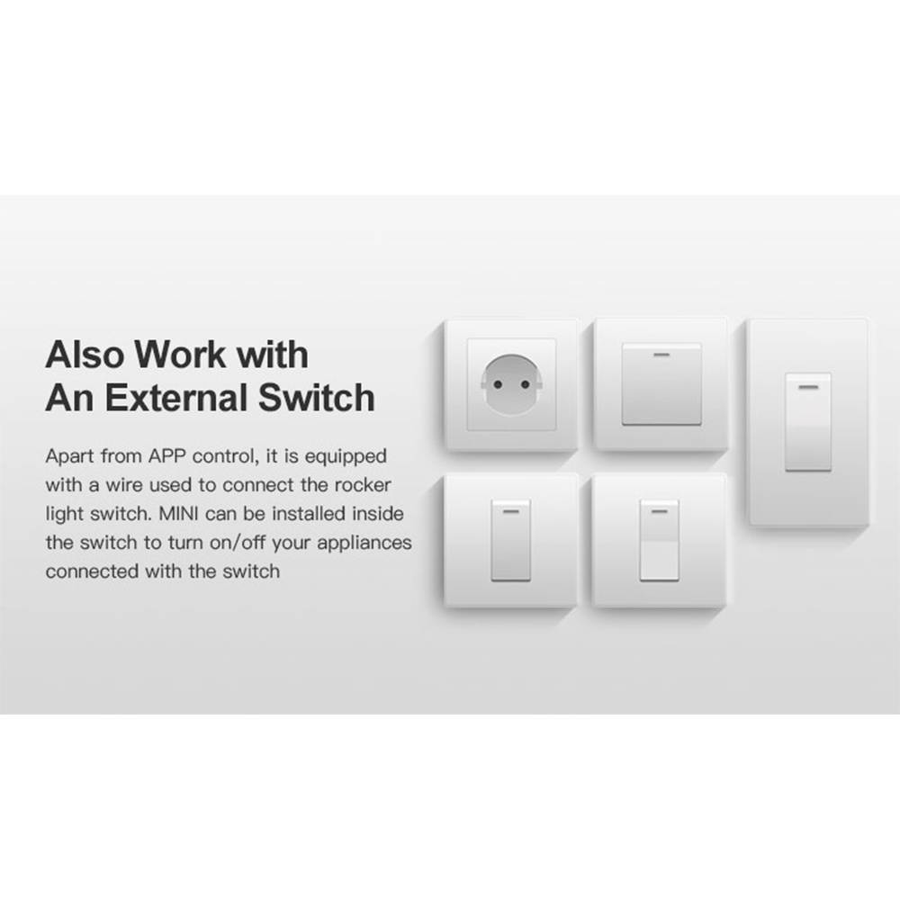 SONOFF MINI DIY Two Way Smart Switch Small Body Remote Control WiFi Switch Support An External Switch Work With Google Home/Nest IFTTT & Alexa