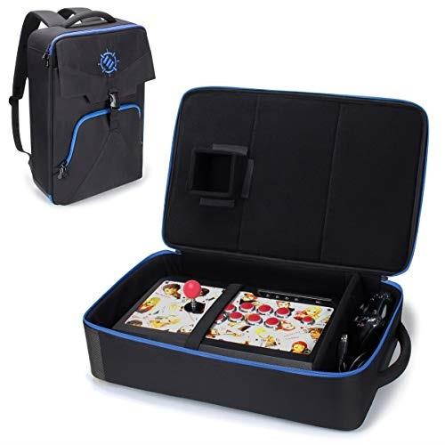 enhance arcade fight stick backpack travel bag  gaming joystick controller fightstick case with joystick shield customizable interior  laptop sleeve accessory pockets  fits controllers and more