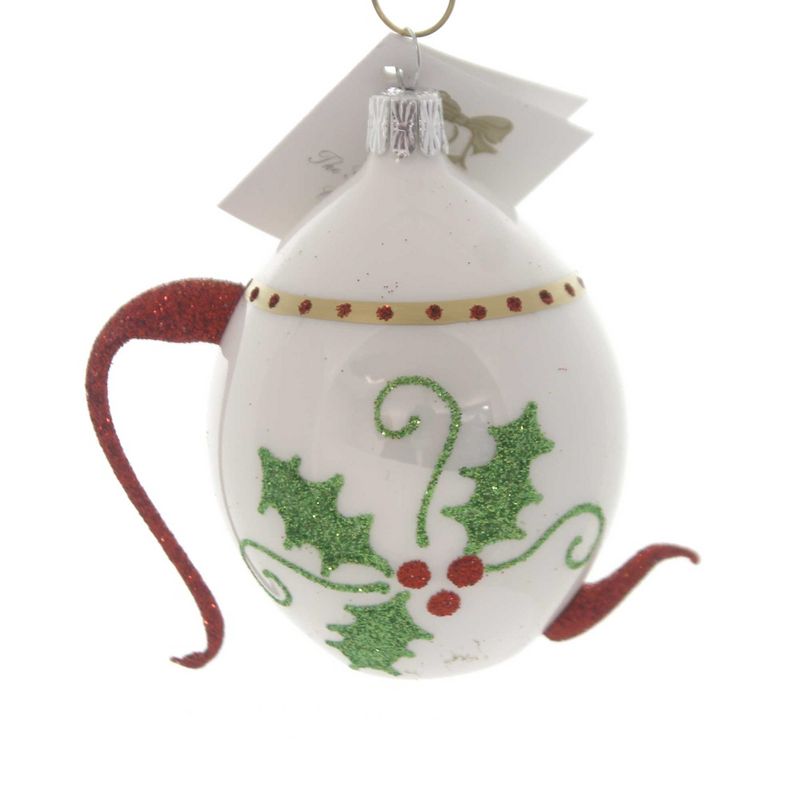 Golden Bell Collection 3.0" Holly Teapot Ornament Czech Hospitality  -  Tree Ornaments