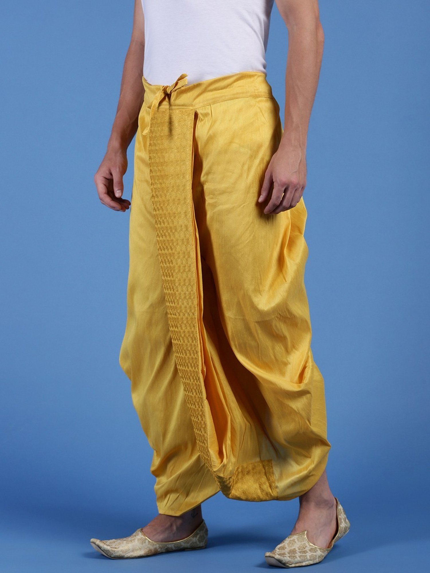 Sanwara Yellow Regular Fit Embroidered Dhotis