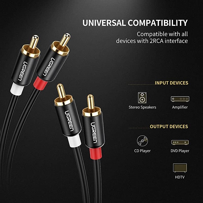 2Male to 2Male RCA Audio Cable 15Feet 10Pack