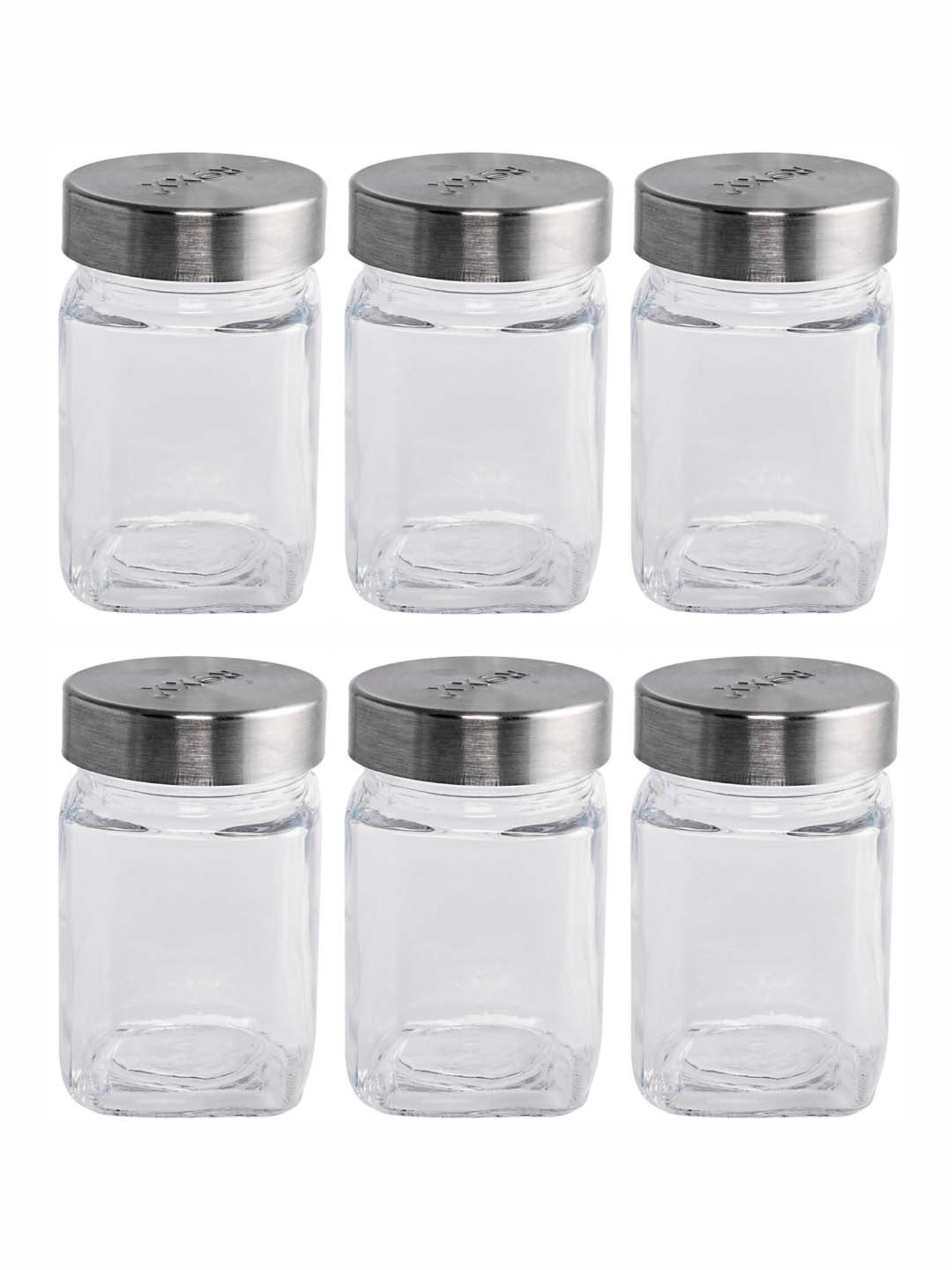 ROXX Transparent Glass Storage Jars (260 ml) - Set of 6