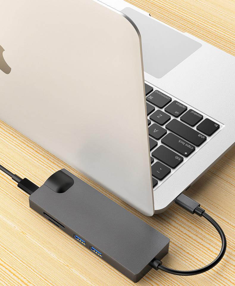 8-in-1Type-C to USB3.0 Gigabit LAN VGA HDMI Hub Power Port SD/TF Docking Station