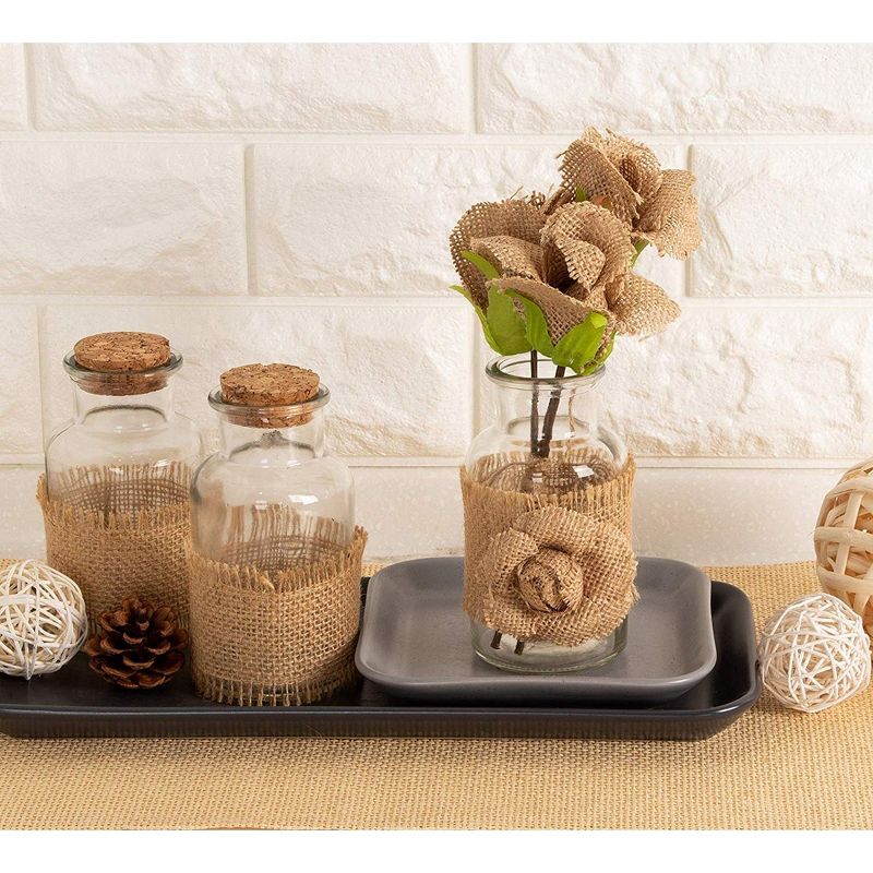 Genie Crafts 12-Pack Brown Burlap Jute Fabric Ribbon Trim Roll2.4" x 1 Yard for Crafts Embellishments