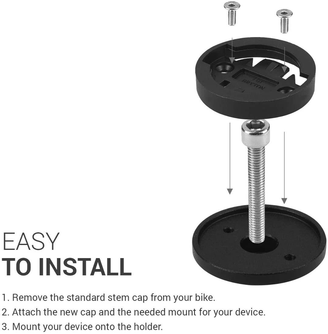 kwmobile 1x Bicycle Mount Compatible with Garmin Edge/Bryton Rider/CatEye - Set of 1 Top Cap Mounts for Bike GPS Navigation
