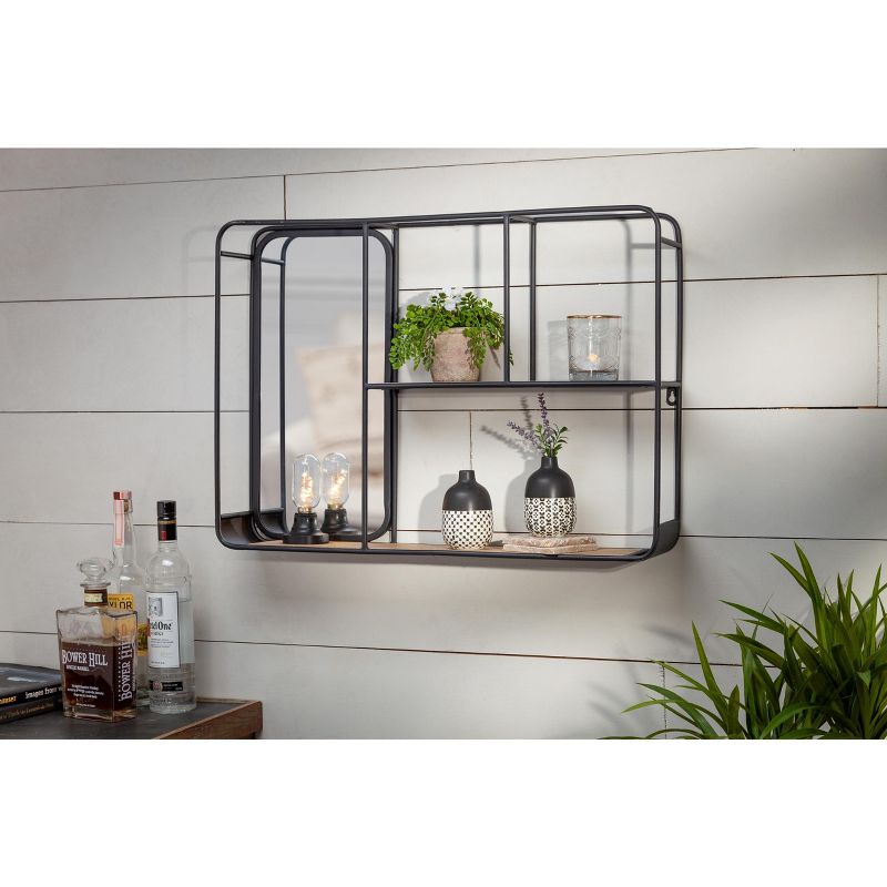 38" Soloman Wooden Shelf with Metal Brackets Brown - Kate & Laurel All Things Decor