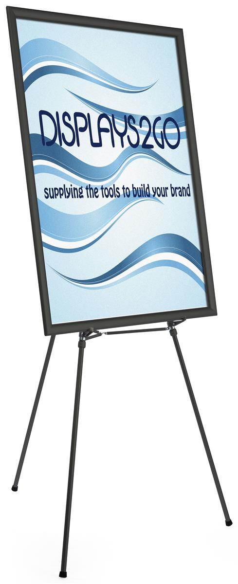 Floor Easel for Art or Display, Adjustable Height, with 36" x 48" Snap Frame (Black Aluminum) (EASSF3648B)