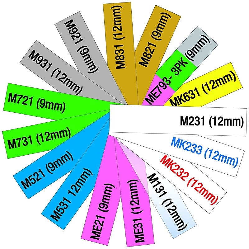 Genuine PTouch M2312PK Tape 2 Pack 12 047 Wide Standard NonLaminated Tape Black on White Recommended for Home and Indoor Use 047 x 262 12mm x 8M 2Pack M2312PK M231