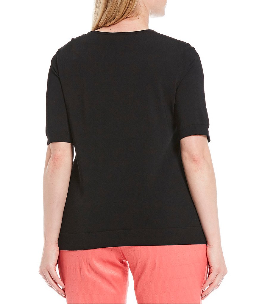 Investments Plus Size Signature Yarn Short Sleeve Crew Neck Top