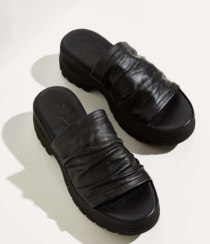 Free People Poolslide Sporty Scrunch Leather Platform Sandals