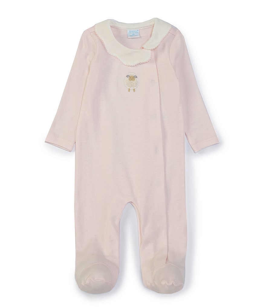 Edgehill Collection Baby Girls Newborn-6 Months Sheep-Applique Footed Coverall