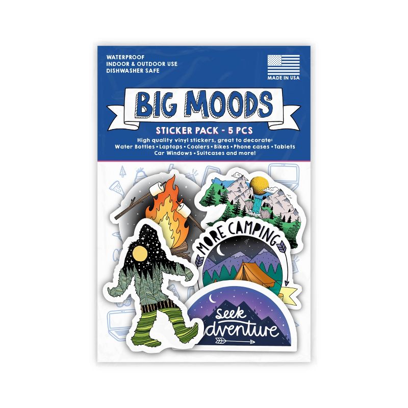 Big Moods Nature and Camping Themed Sticker Pack 5pc