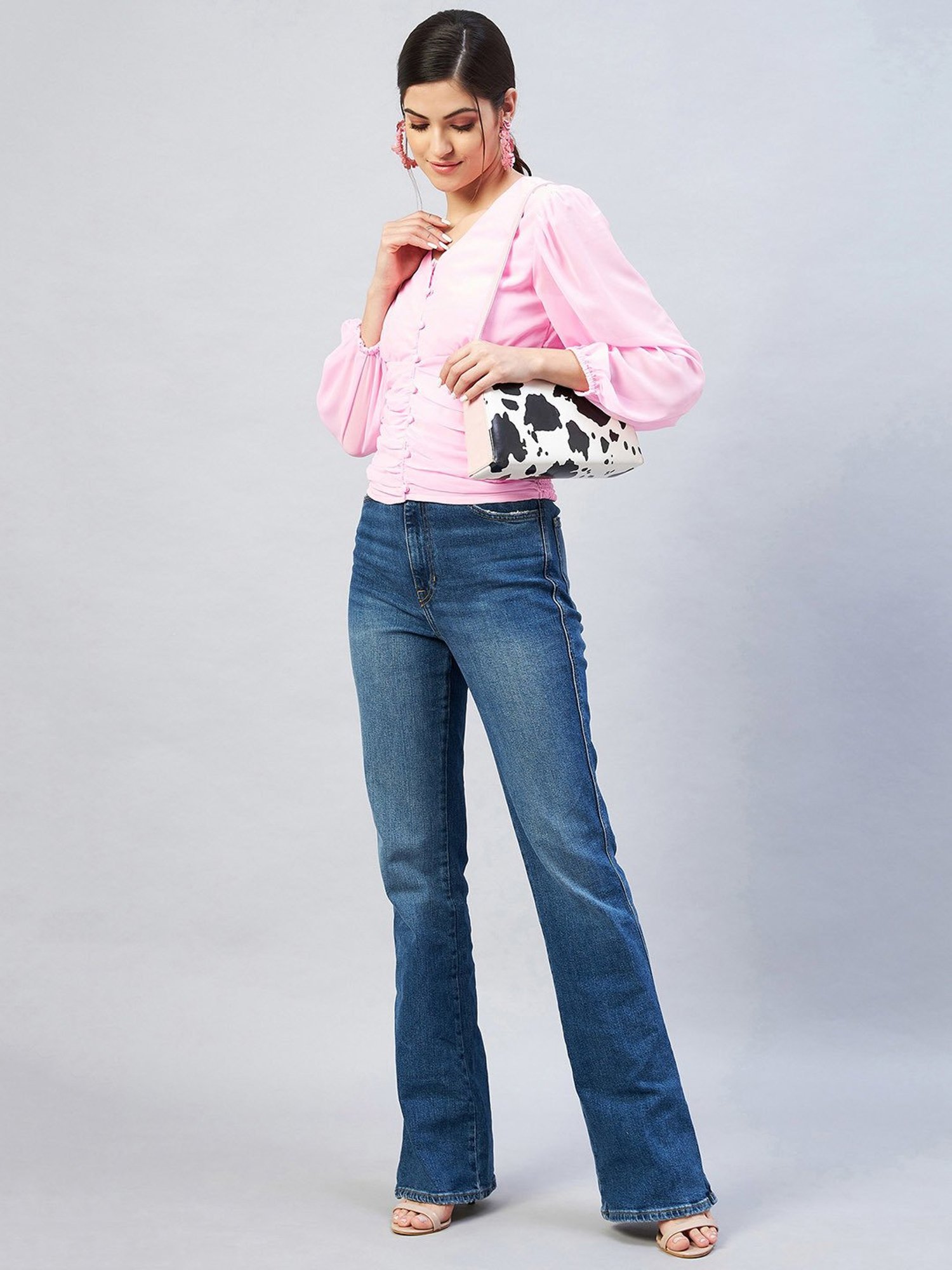 Carlton London Pink V-Neck Top