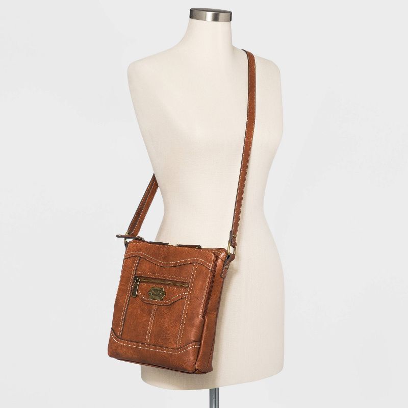 Bolo Zip Closure Organizer Crossbody Bag - Brown