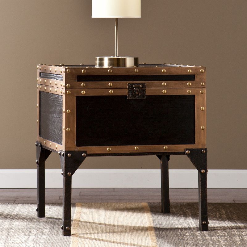 Mason Trunk End Table - Metal/Brown - Aiden Lane