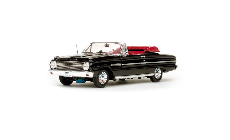 1963 Ford Falcon Open Convertible Raven Black 1/18 Diecast Model Car by Sunstar
