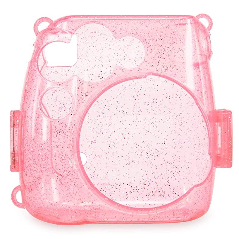 Crystal Camera Case w Adjustable Rainbow Shoulder Strap Compatible with Fugifilm Instax Mini 8Mini 8+Mini 9 Instant Camera Pink Crystal