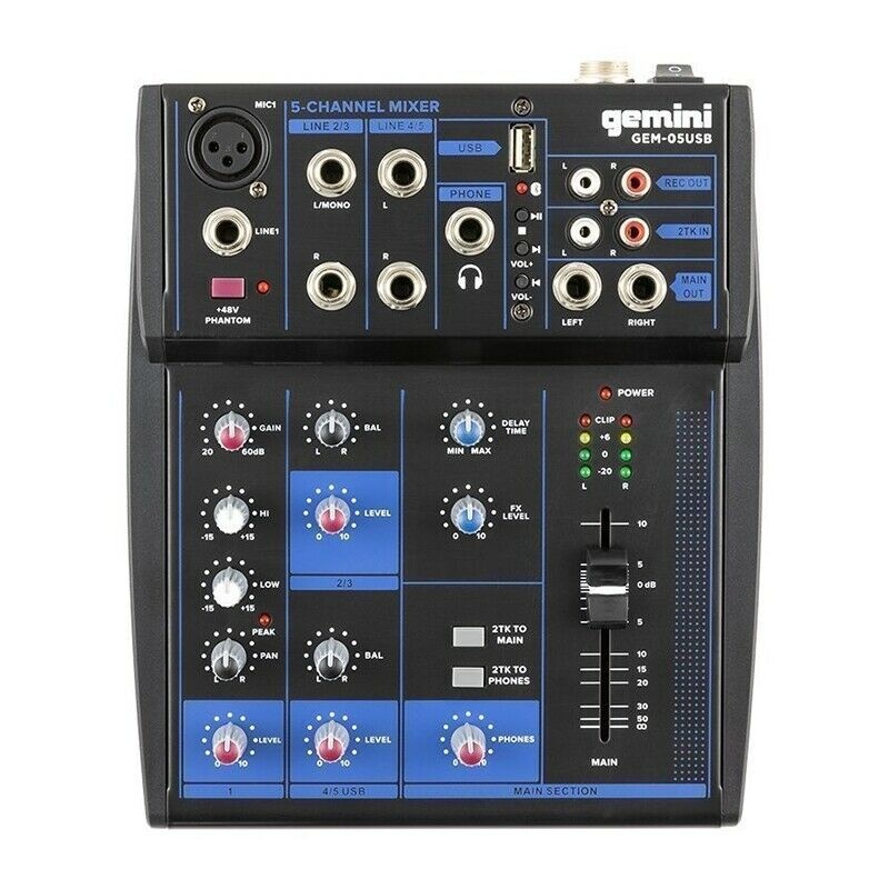 Gemini 05USB Compact 5-Channel Bluetooth USB Audio Mixer
