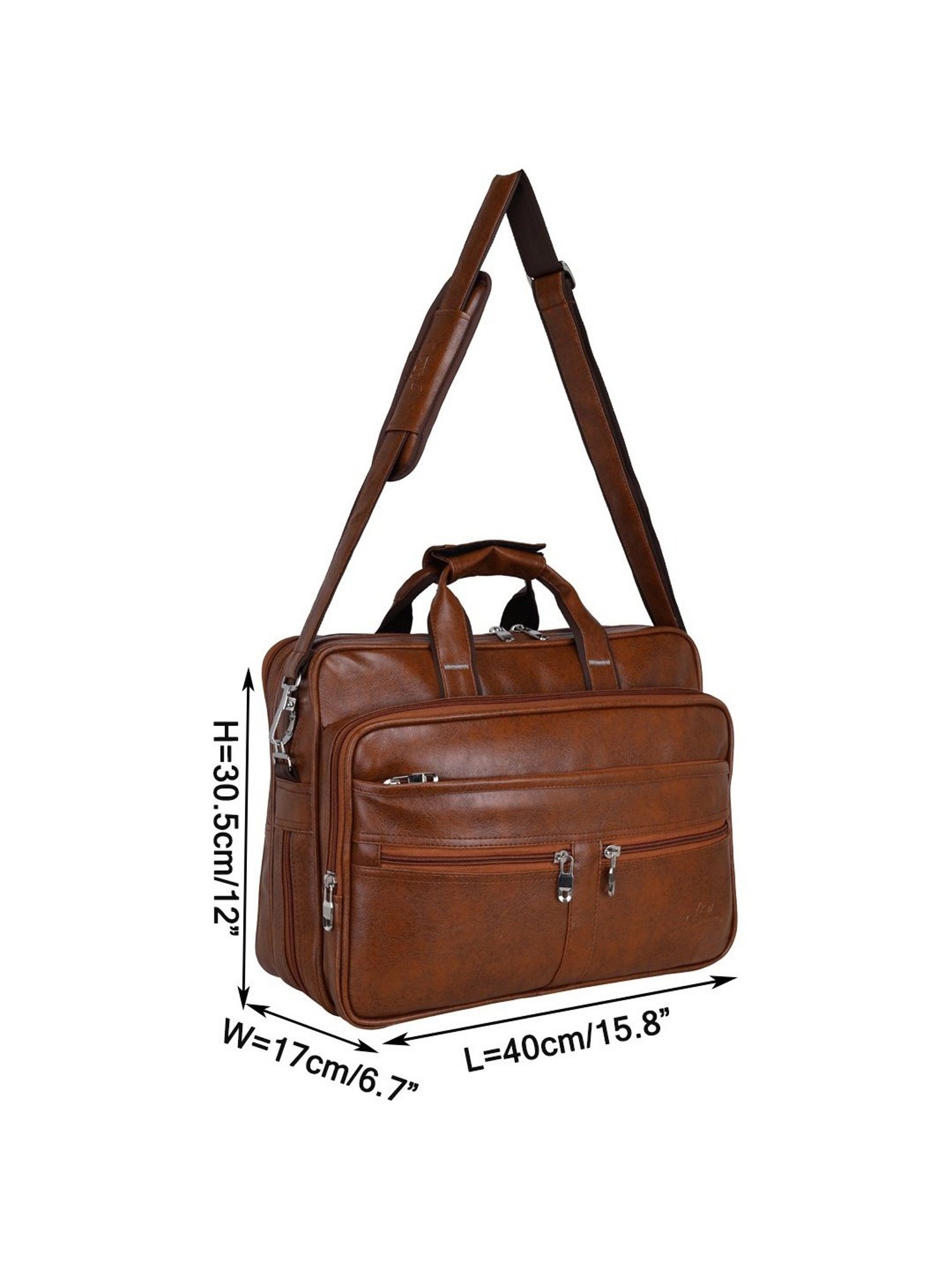 Leather World Tan Synthetic Medium Laptop Messenger Bag