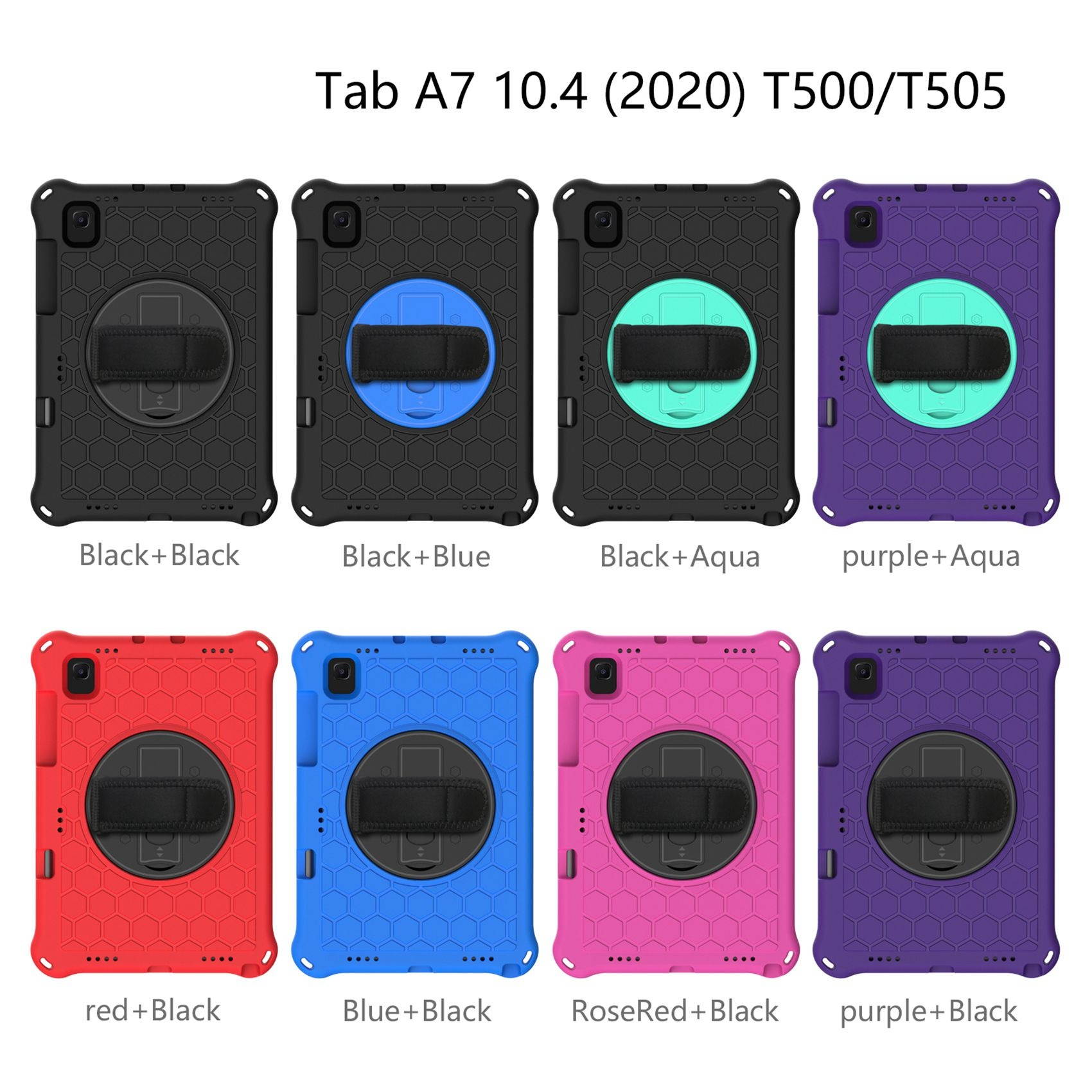 Tablet Case for Samsung Tab A7 10.4 2020 T500/T505/Tablet Anti-Drop Case with Strap and Tablet Stand(Black+Green)