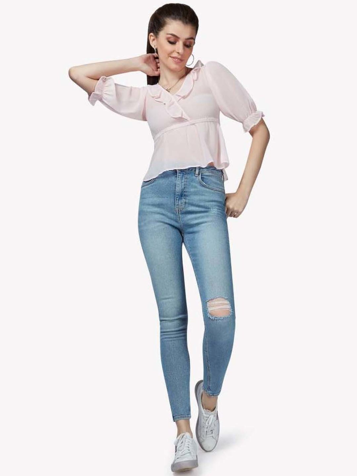 VASTRADO Pink V Neck Top