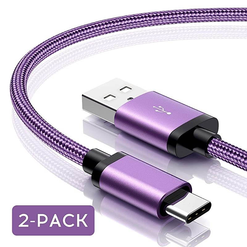 Samsung Galaxy S8 Charger  2Pack 6FT USB Type C Samsung Adaptive Fast Charging Cable Nylon Braided Cord for S10S10eS10+ S9S9 Plus S8 Plus Note 8 Note 9 and MoreLilac Purple
