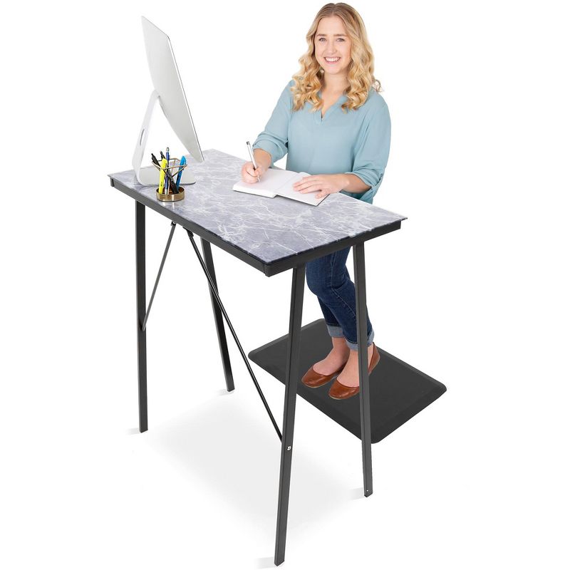 Joy Glass Standing Desk - 31" Modern Multifunctional Table - Marble Print - Stand Steady