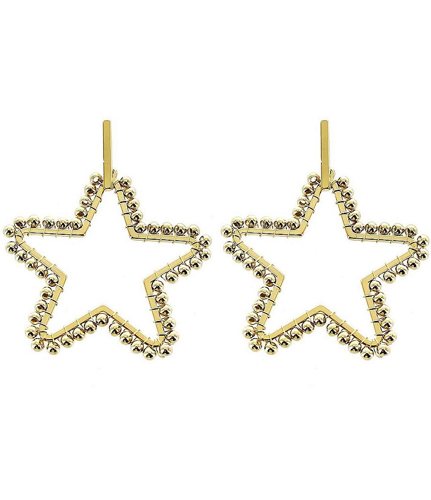Panacea Gold Beaded Star Earrings