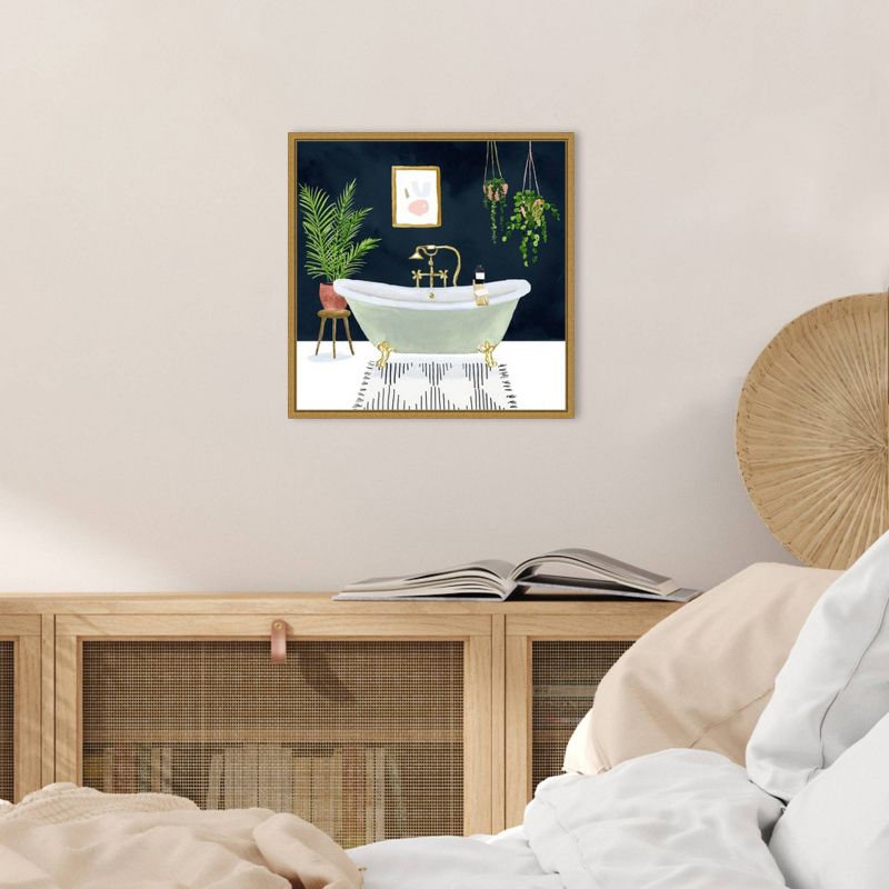 16" x 16" Boho Bath I by Victoria Borges Framed Canvas Wall Art - Amanti Art