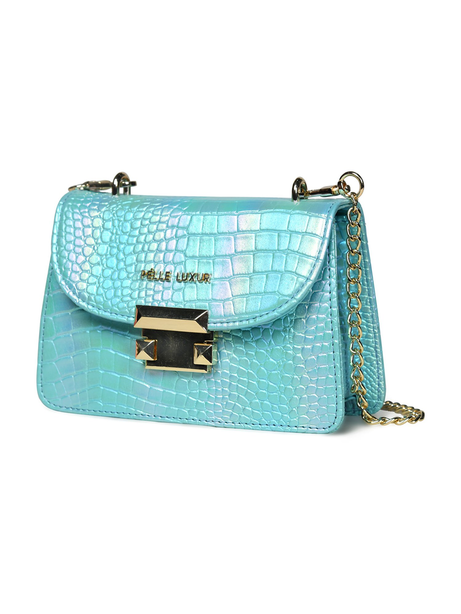 PELLE LUXUR Ocean Blue Animal Effect Small Shoulder Bag