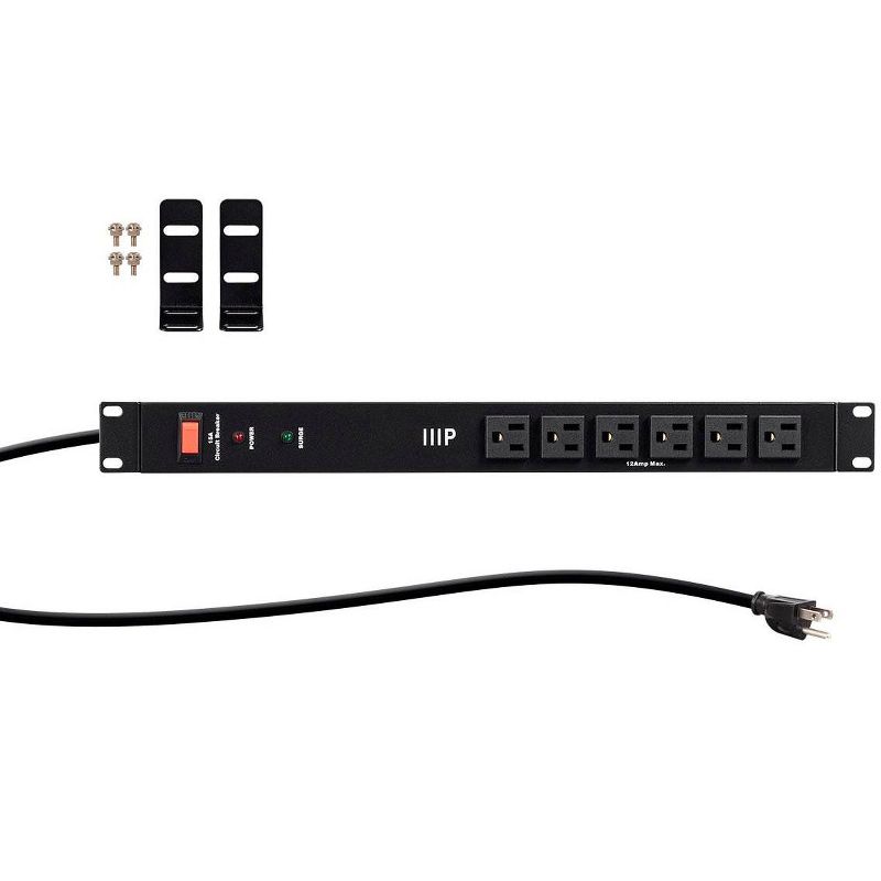 C2G 6-Outlet Surge Suppressor with (3) 1ft Outlet Saver Power Extension Cords - Receptacles: 6 x NEMA 5-15R - 270J