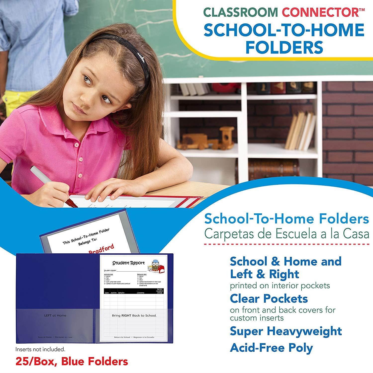 C-Line Classroom Connector School-to-Home Folders, Blue, 25 per Box (32005)