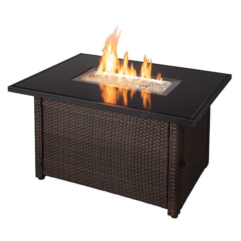 Endless Summer 44 x 32 inch Rectangular Outdoor Patio Gas Fire Pit Table, Brown