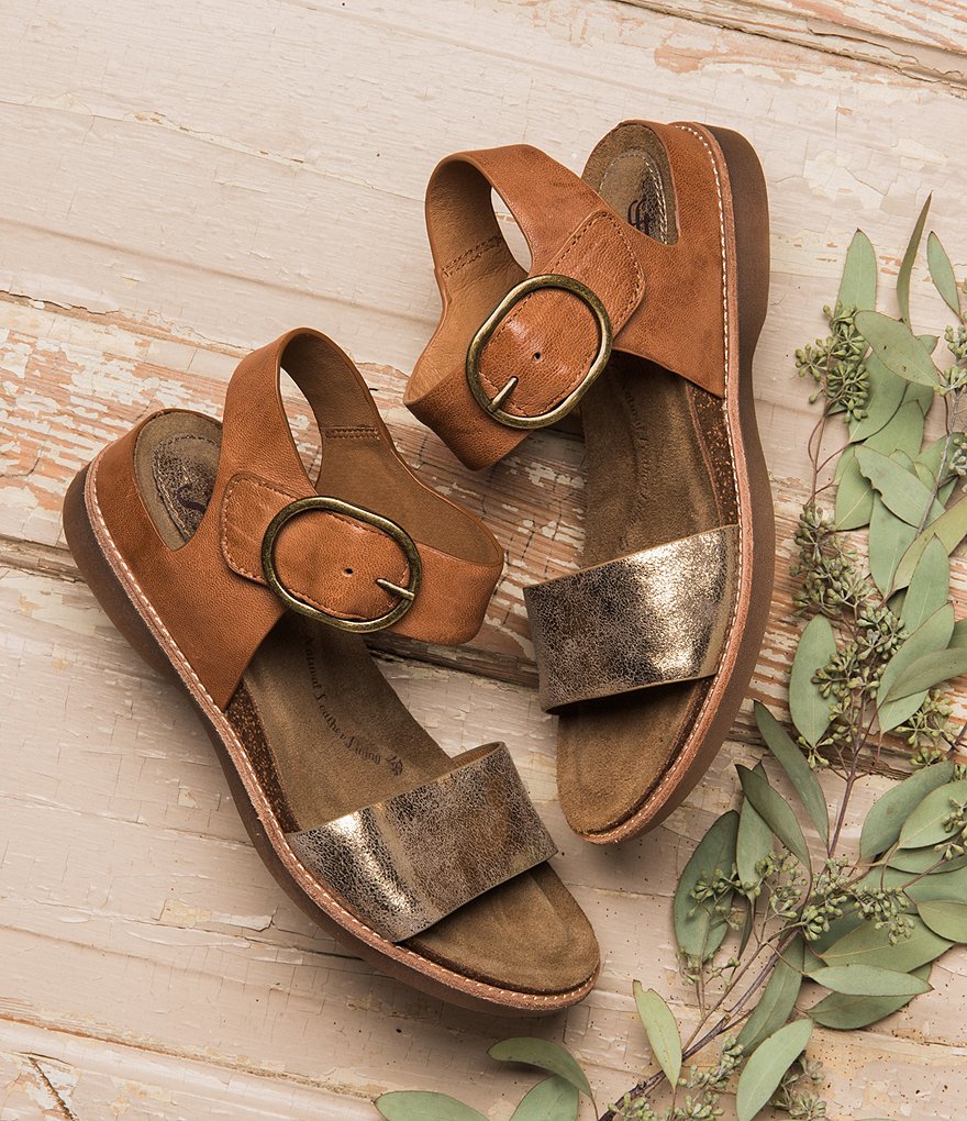 Sofft Bali Metallic Leather Wedge Sandals