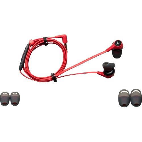 HyperX Cloud Earset - Stereo - Red, Black - Mini-phone - Wired - 65 Ohm - 20 Hz - 20 kHz - Earbud - Binaural - In-ear - 3.94 ft Cable - Condenser, Omni-directional Microphone