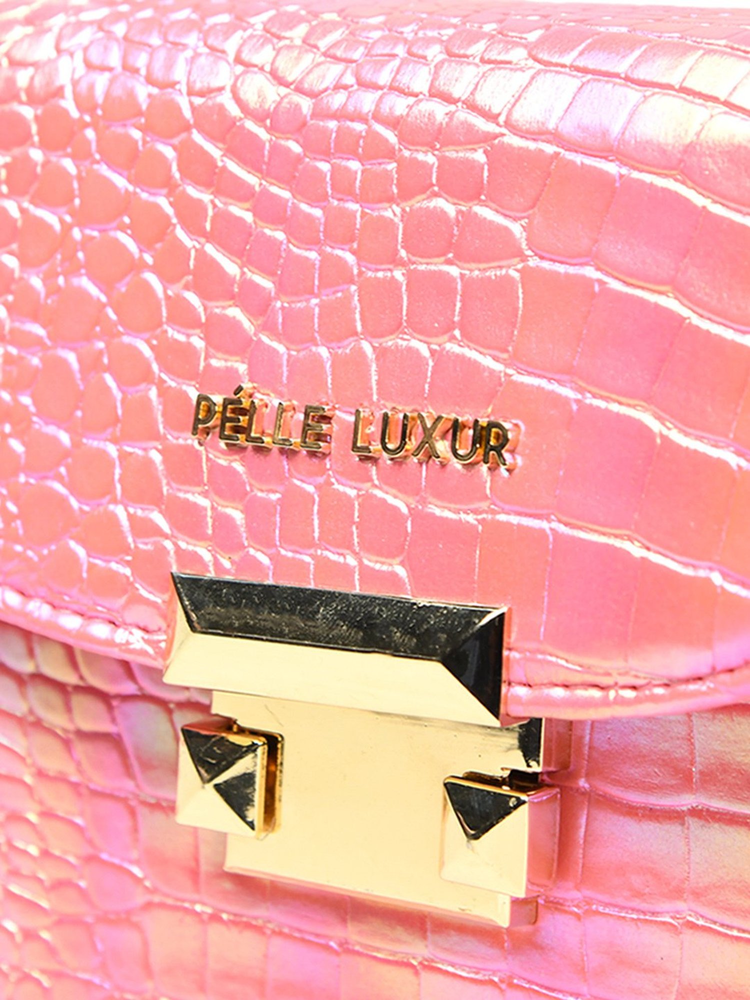 PELLE LUXUR Pink Animal Effect Small Shoulder Bag