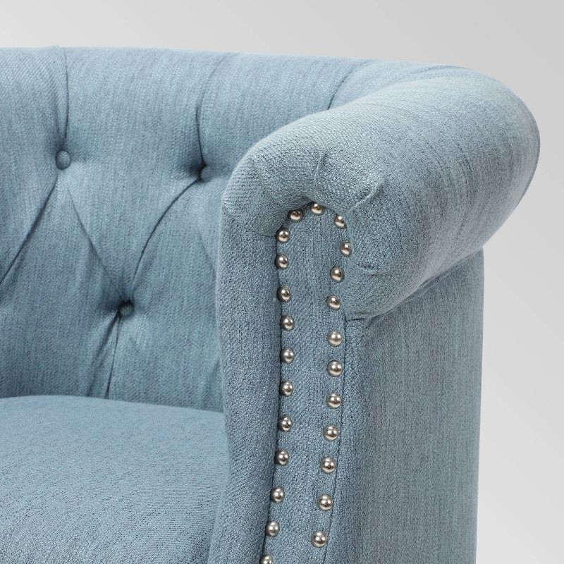 Faux Leather Accent Chair and Ottoman Charcoal Gray - EveryRoom